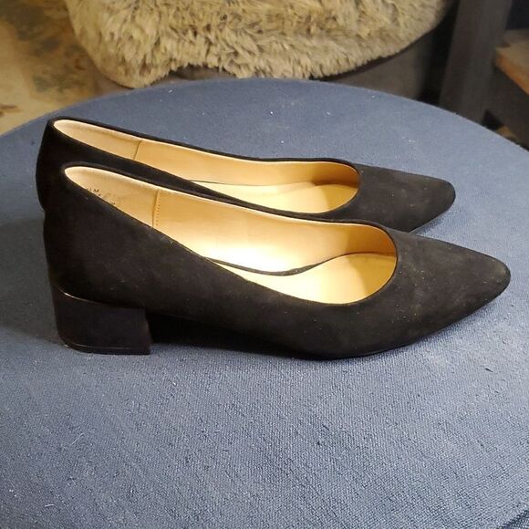 C&M Chunky Mid-Heels Pointed Toe Pumps Leather Lining Business Office Classic - Picture 5 of 11